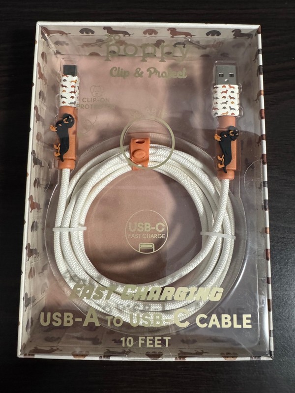 XO POPPY DACHSHUND USB-A to USB-C 10 FT FAST CHARGING CABLE