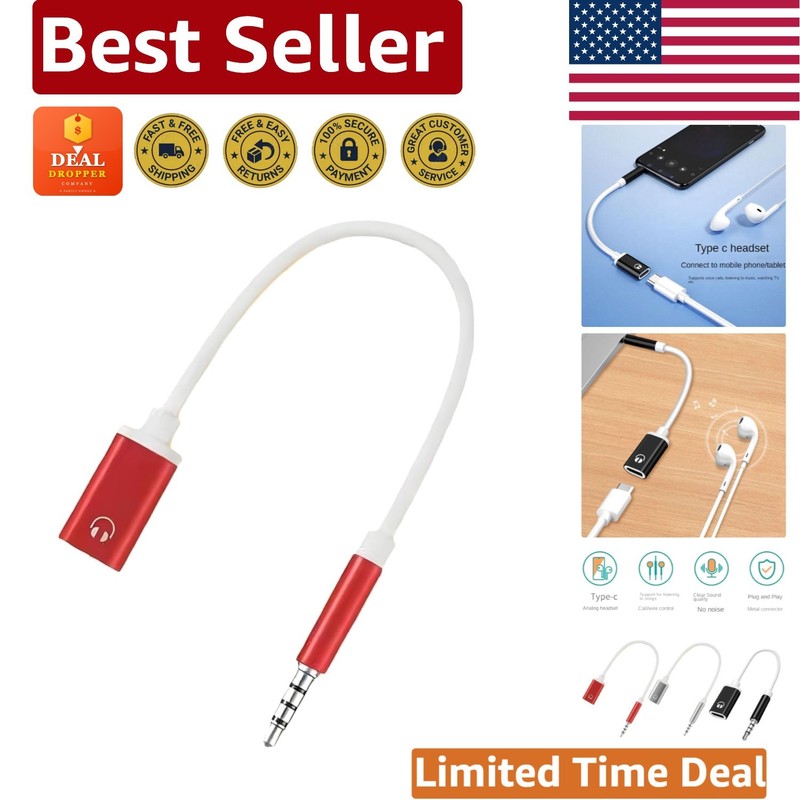 Sleek Red USB C to 3.5mm Adapter – Versatile Audio Connectivity Solution