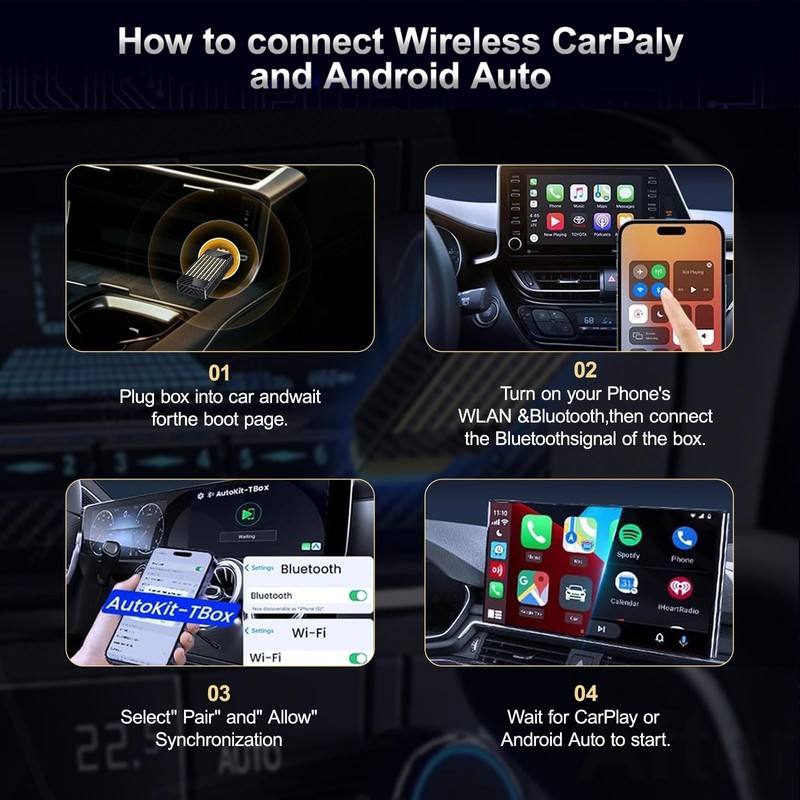 Yurnlv Wireless CarPlay Android Auto Adapter AI Magic Box, Builtin Play Store... gallery