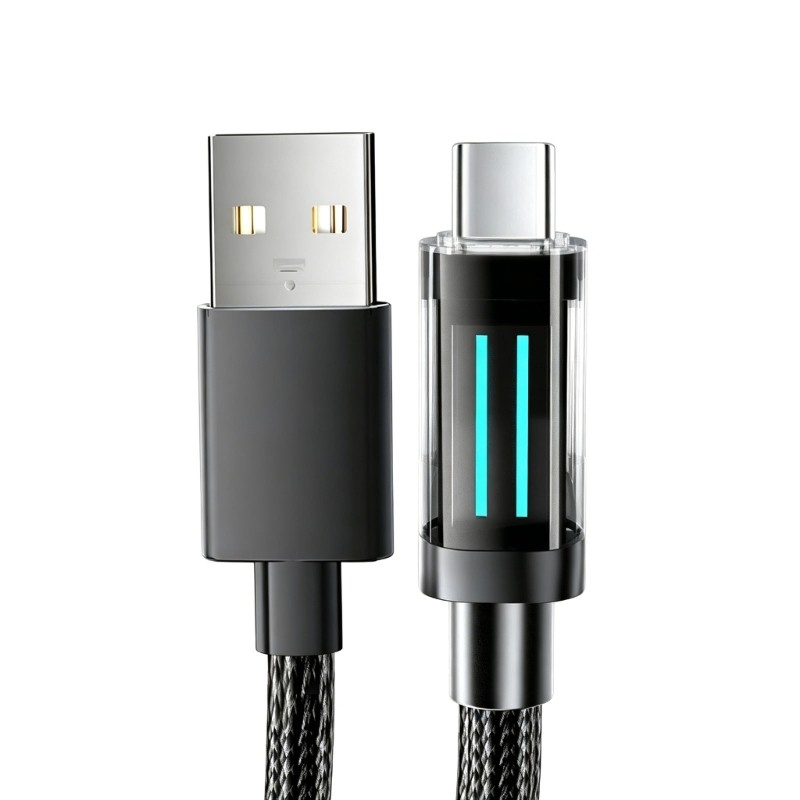 Black Fast Charging Cable 100W with Clear Light Tip for Daily Device Use gallery