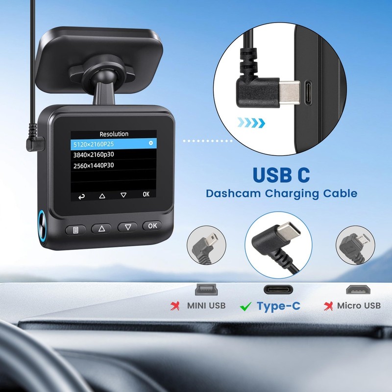 USB Dash Cam Power Cord (13FT/4M), 90 Degree USB-A 2.0 to -Cable REQUIRES 2.5... gallery