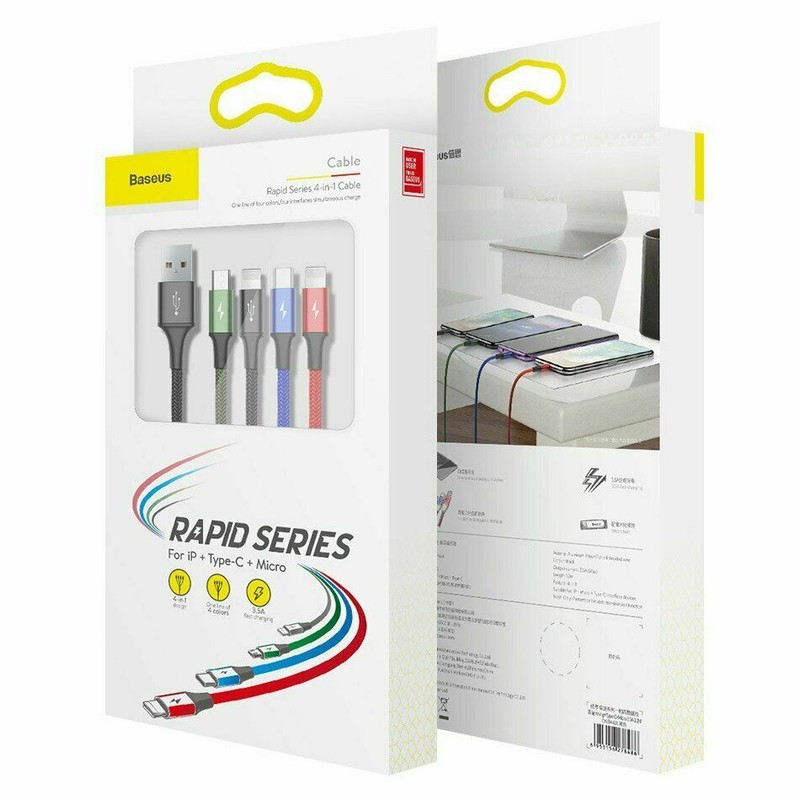 4in1 Cable (Type C , Micro-Usb, 2 X Lighting) Universal for All Smartphones