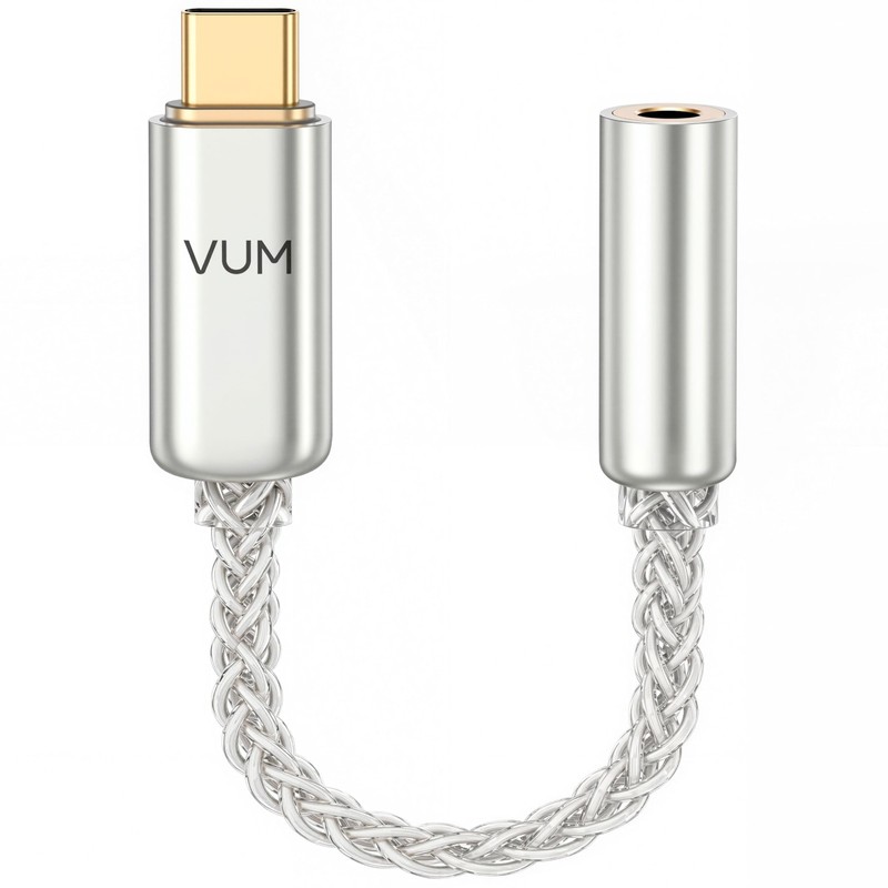 High-Res USB-C to 3.5mm Audio Adapter, 32-Bit DAC, Hi-Fi Stereo, Gold-Plated, Si gallery