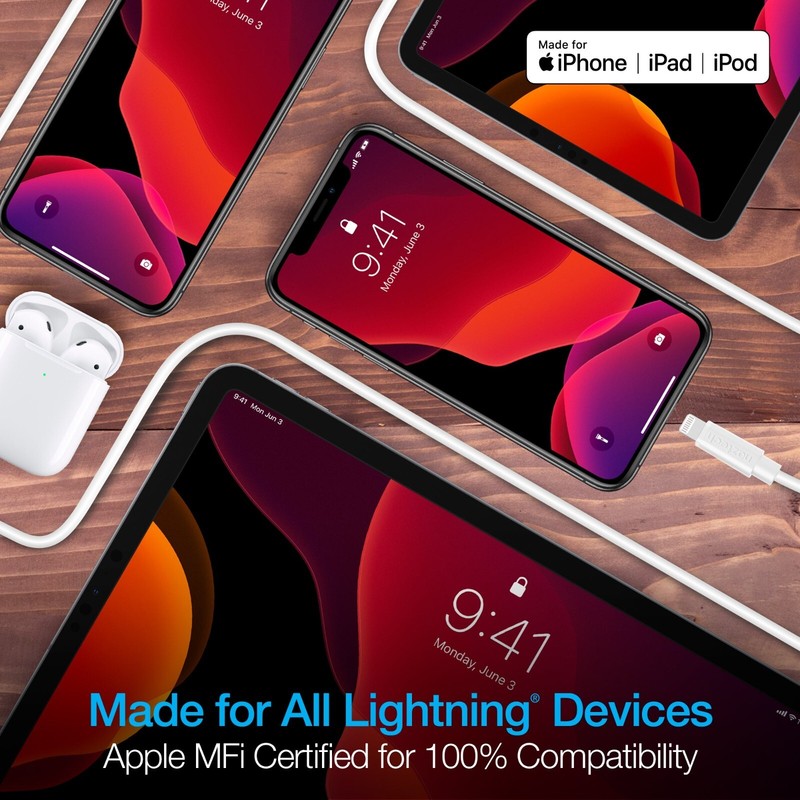 Naztech 12ft White USB-C to MFi Lightning Cable for Apple Devices gallery