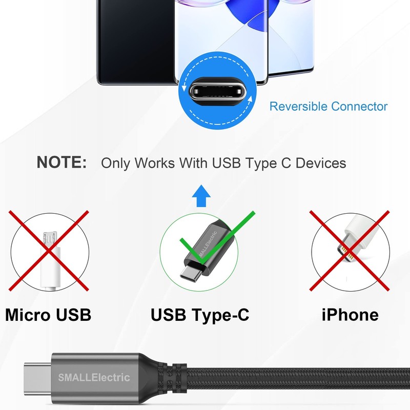 Extra Long USB Type-C 16ft Fast Charging Cable, C to A Quick 16foot, Grey gallery