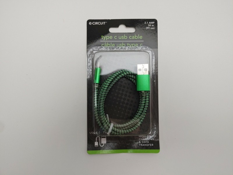 4x USB-USB C 39" Cloth Wrapped 2.1 Amp A Charging Data Cable Green Aluminum Ends gallery