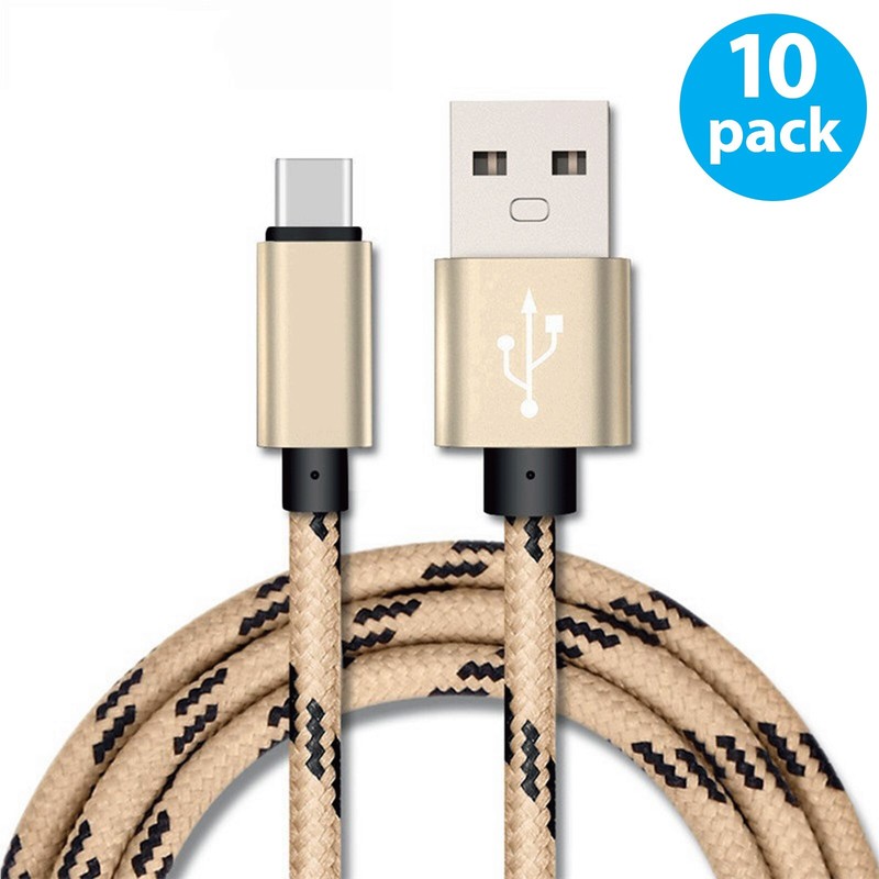 10-Pack Braided USB-A to Type-C Fast Charging Cable Cord Charger Charging Sync gallery