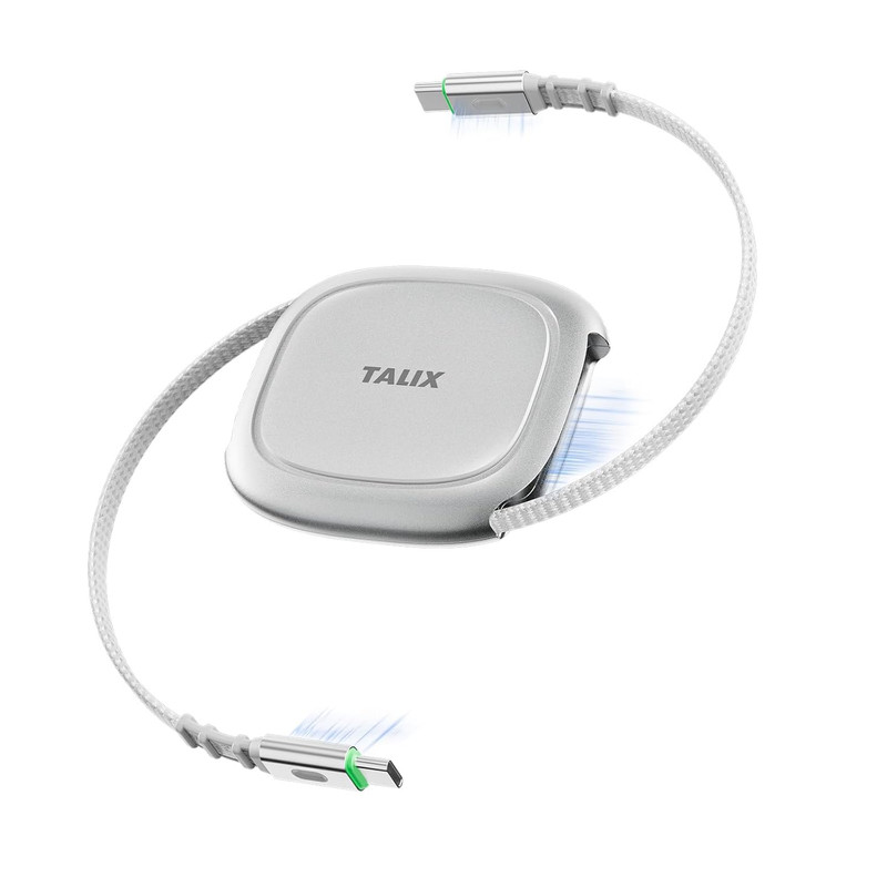 TALIX 240W Retractable USB C Cable, PD 3.2 Fast Charging USB C to USB C Cable wi