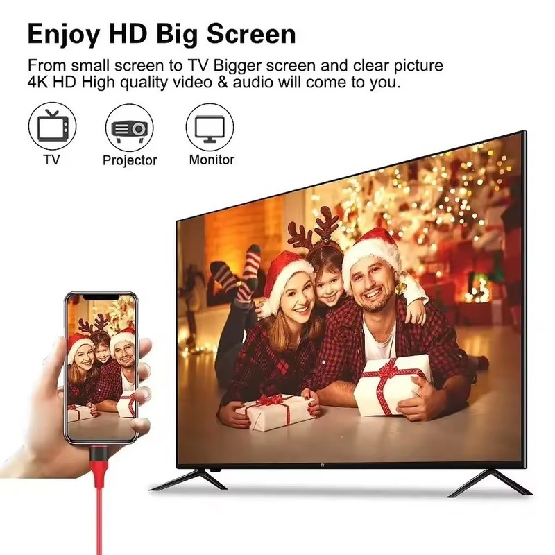 HD 1080P HDMI Mirroring Cord Phone to HDTV Adapter For Android iPhone14 13 12 11 gallery