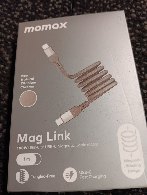 Momax Sandstone | USB-C to USB-C | 100W 1m | Mag. Link Magnetic NIB FREE SHIP