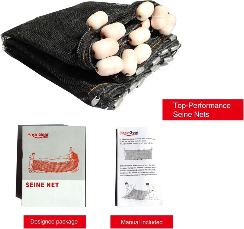 Professional Seine Net 5 to 50 ft Ultra Strong Maximizes Catch Ideal Both gallery