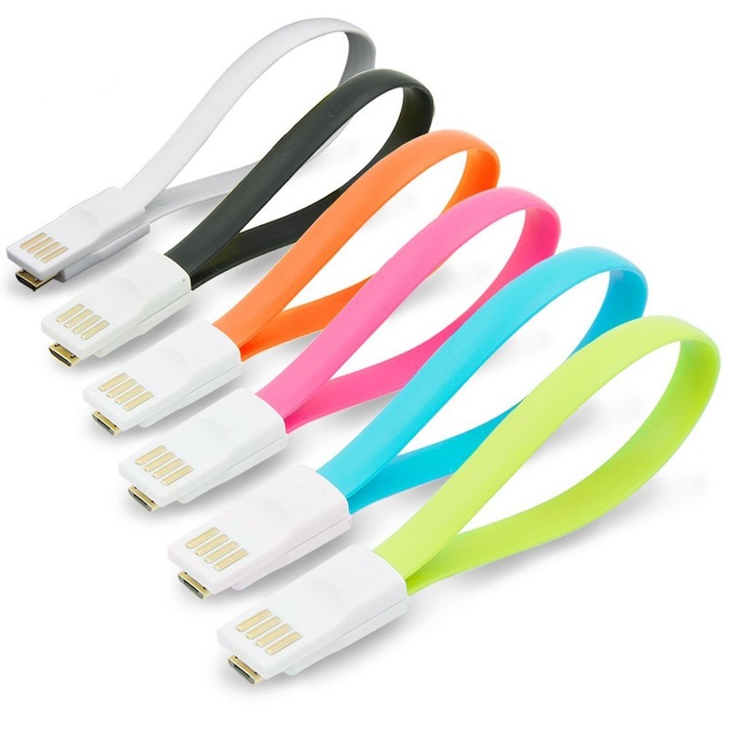 MAGNETIC 8" flat bracelet Data Sync charger Cable MICRO USB FOR Samsung HTC LG gallery