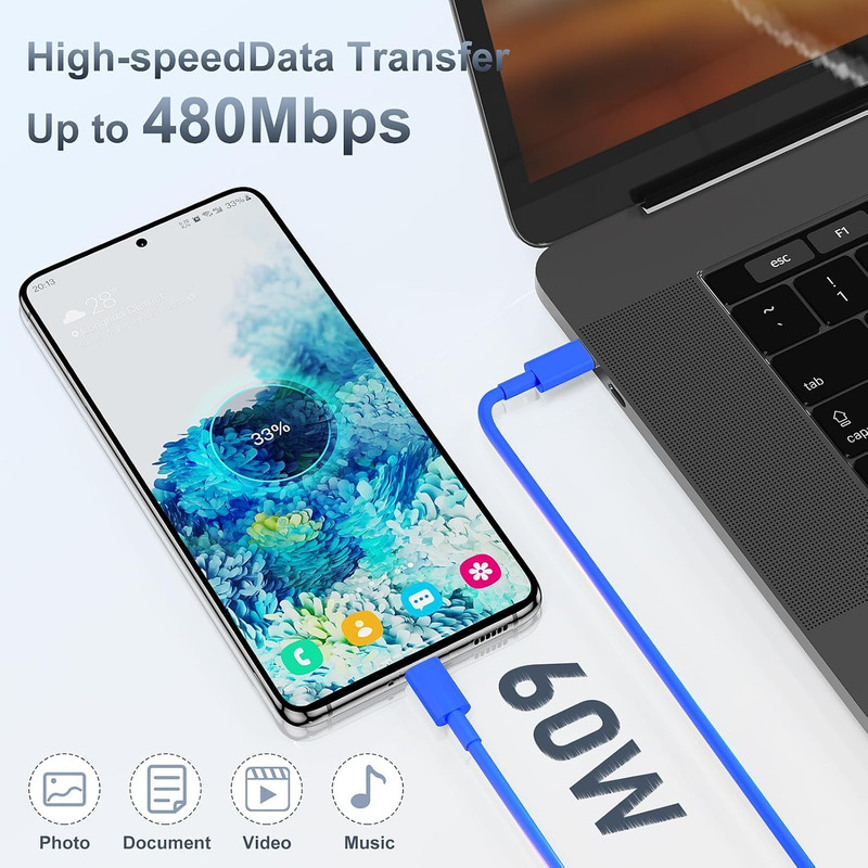 Iphone 17 16 15 Fast Charger and 10Ft Type C to C Cable Cord Long, 20W USB C gallery