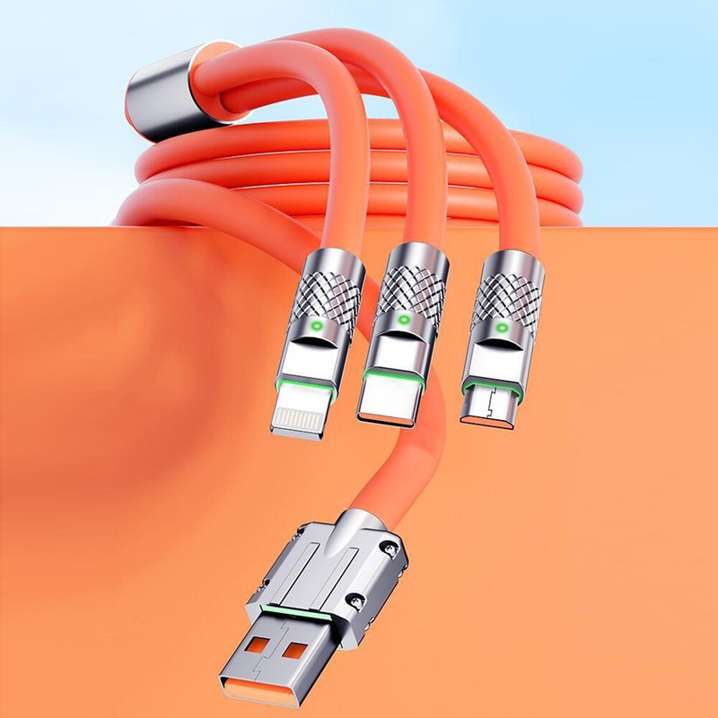 3 in 1 Max 120W 6.0 FT Fast Charging Cable USB Universal Cell Phone Charger Cord gallery