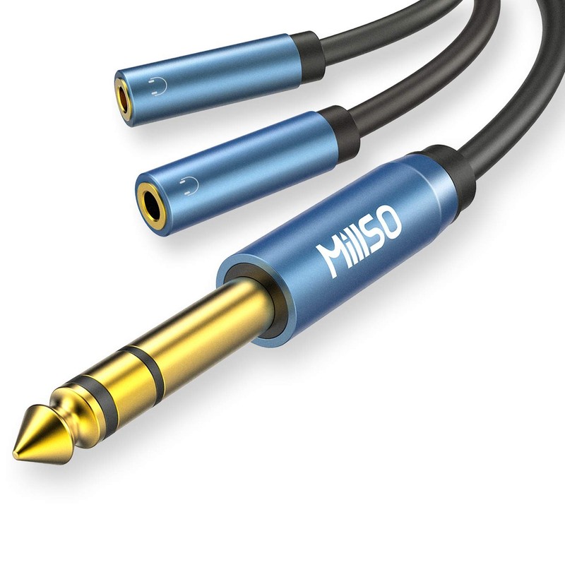 Audio Splitter Adapter 6.35mm to Dual 3.5mm Female for Headphones Speakers gallery