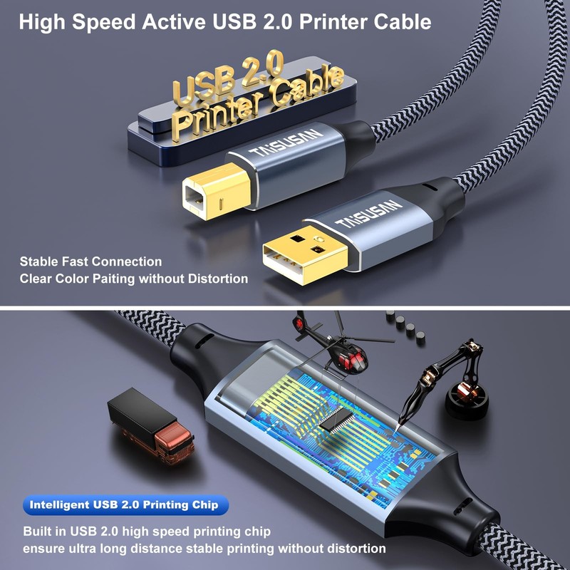 50ft USB 2.0 Printer Cable, High Speed USB A to USB B Printer Cord Compatible... gallery