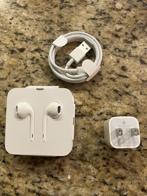 Original OEM Apple iPhone USB Lightning Cable + Wired Earbuds + Wall Charger