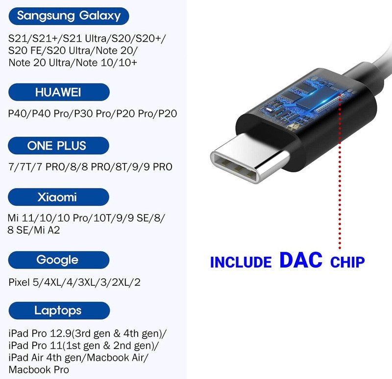 USB-C Type-C to 3.5mm Female AUX Headphone Jack Adapter Cords Universal White gallery