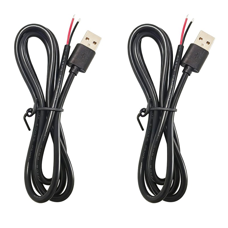 2Pcs USB A to 2 Pin Bare Wire Open End Power Cable 3FT, A Plug 2 Pin Pigtail …