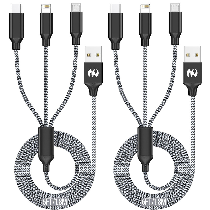 Multi Charging Cable 6Ft 2Pack 3 in 1 Charger Cord, Multiple Rapid Nylon Braided gallery
