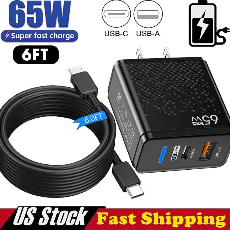 65W Fast Charging USB Type C Wall Charger For iPhone Samsung Google Motorola gallery
