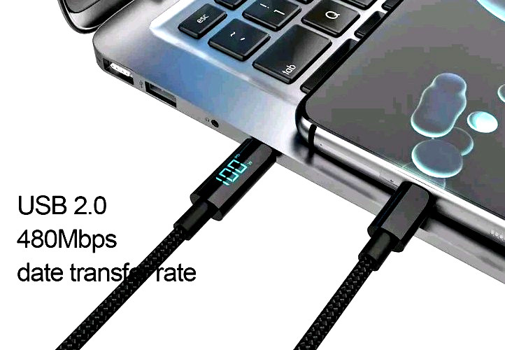 Display FAST CHARGER Cable 66W USB Type A To Type C with OTG Strong Nylon Braid gallery