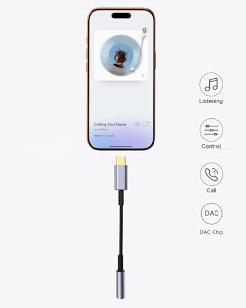 USB C to 3.5mm Headphone Jack Adapter – HiFi Audio Dongle, Type C 2 Pack Grey gallery