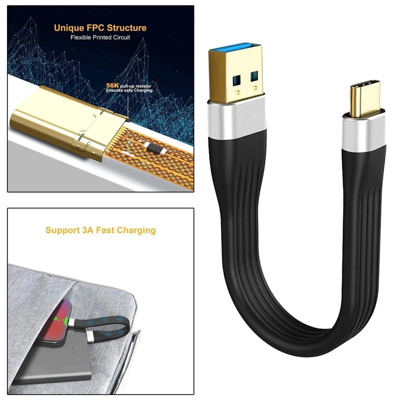 Ultra Short USB to Type-A 3.1 Gen.1 Cable Fast Charger Data Cable 5Gpbs 3A 60W