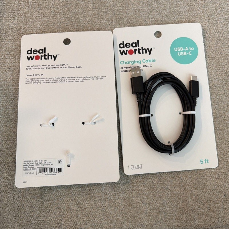 5' Lightning to USB-C Charging Cable - Dealworthy™ White Mfi Certified 2 Pack! gallery