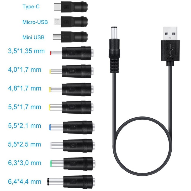USB Power Plug Converter To 5.5x2.1mm 3.5mm 4.0mm 4.8mm 6.4mm 5.5x2.5mm Adapter gallery