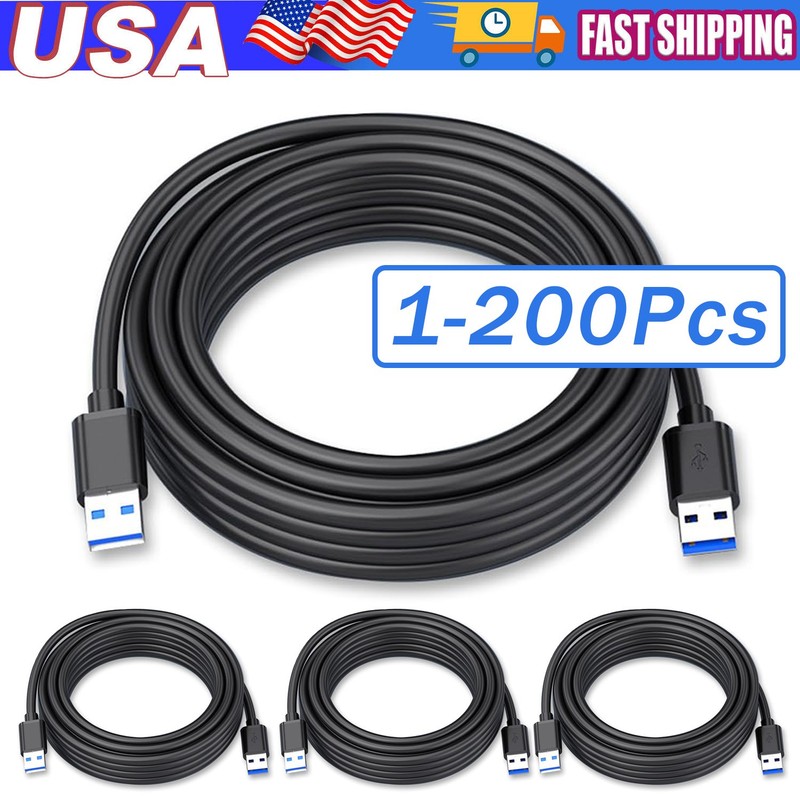 USB 3.0 A Male to A Male Cable Data Transfer Super Speed Power Charger Metal Lot