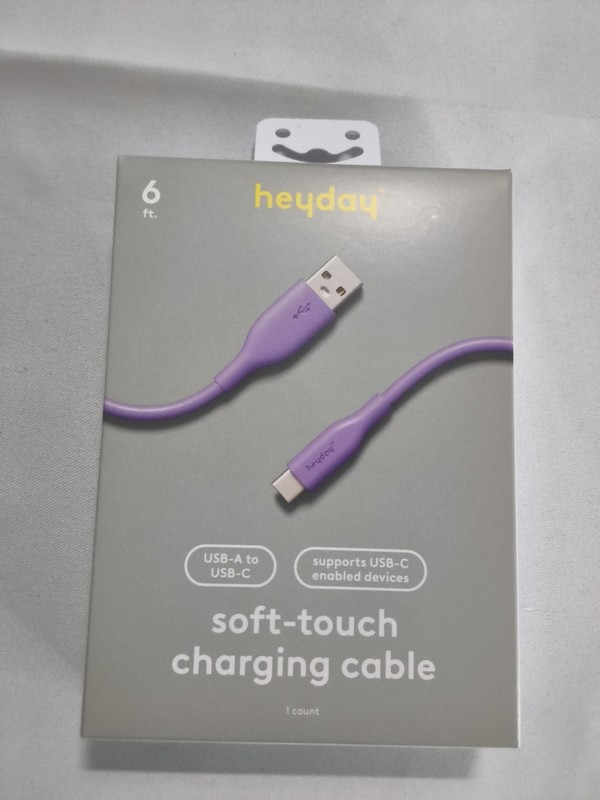 New Heyday 6ft USB-A to USB-C Cable Soft Touch-Purple. A11 gallery