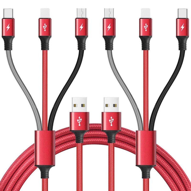 Multi Charging Cable, 10Ft 2Pack Fast Charger Cable 10 feet, Red