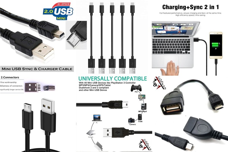 USB Cable 2.0 a-B Mini,a-B Micro,2 4/12ft 3 4 11/12ft 9 10/12ft 16 5/12ft