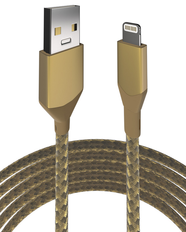 AmpSentrix - 3 Ft Non-MFI USB Type A to Lighting Cable (Infinity) (Gold) gallery
