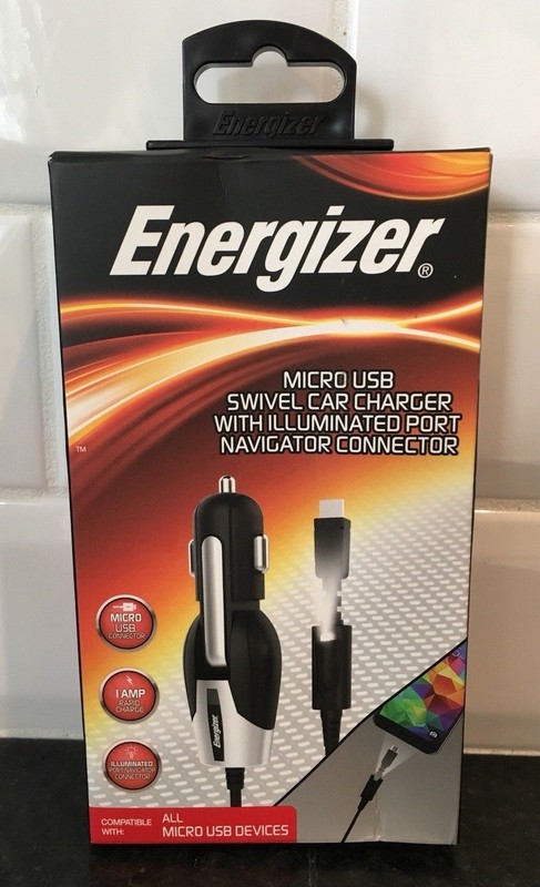 Energizer USB Swivel Car Charger With Illuminated Port Navigator Connector NIB