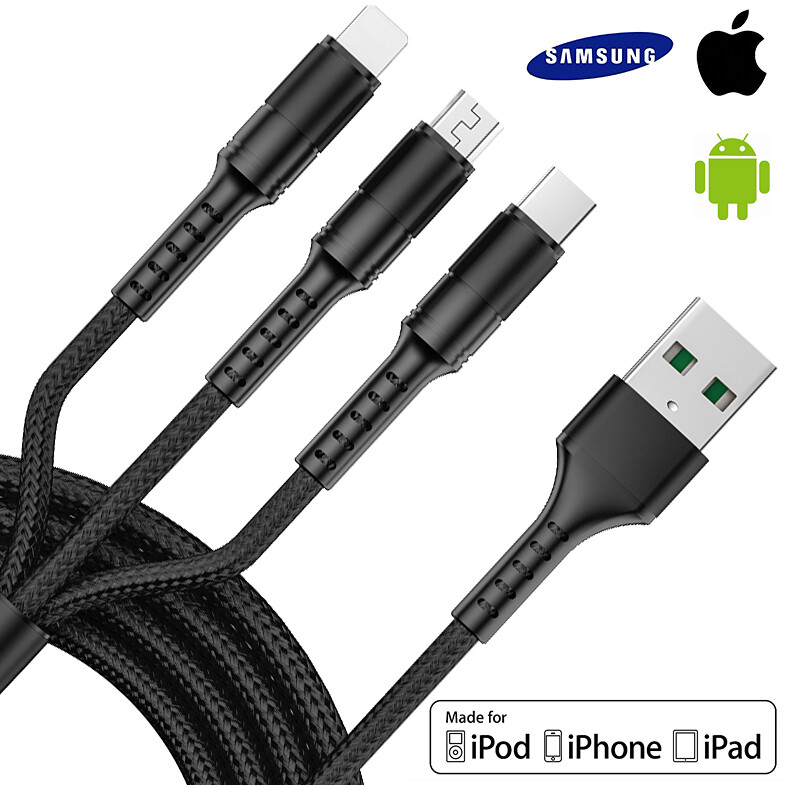 2IN1 Apple MFi 8Pin iPhone/Micro USB Fast Charging Charger Data Sync Cable Cord gallery