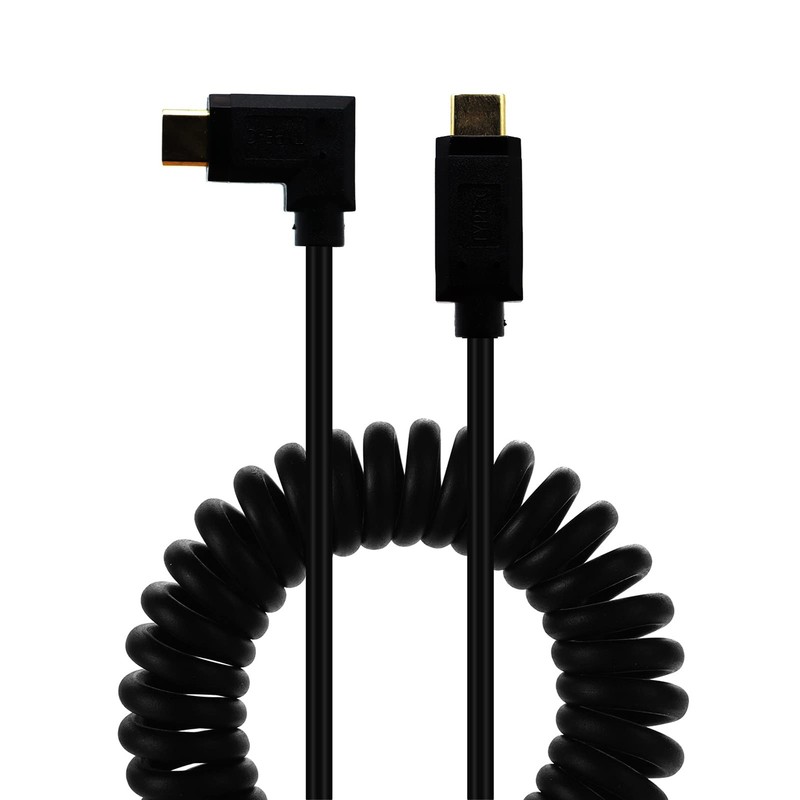 Spring Coiled USB C Cable 90 Degree Angle USB 3.1 Male Fast Data Cord 1.2m gallery