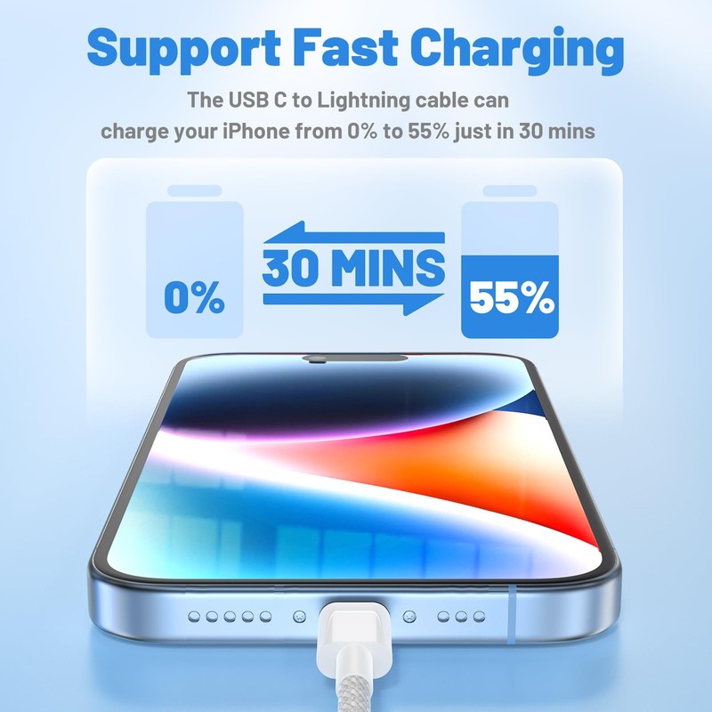 USB to Lightning Cable 2Pack 6FT+10FT, [Apple MFi Certified] iPhone Fast Char... gallery