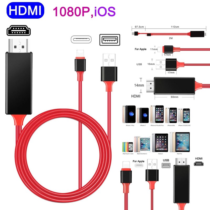 HDMI Mirroring Cable Phone to HDTV Adapter For Apple iPhone 14 13 12 11 Pro Max