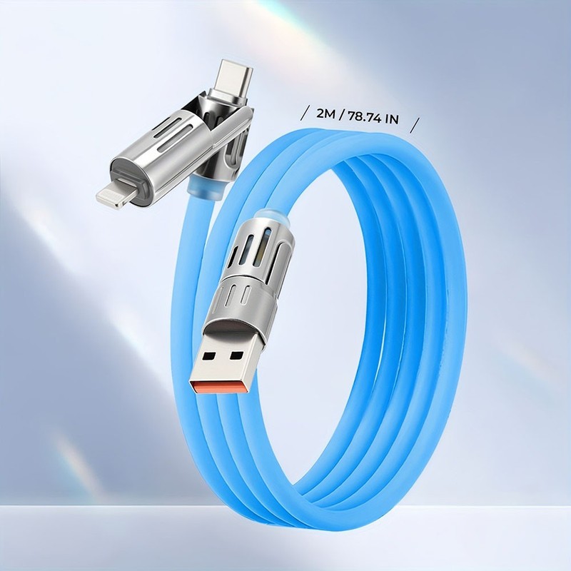 Durable High-Speed Universal Aluminum-Alloy 240W 4-in-1 Fast Charging Data Cable gallery