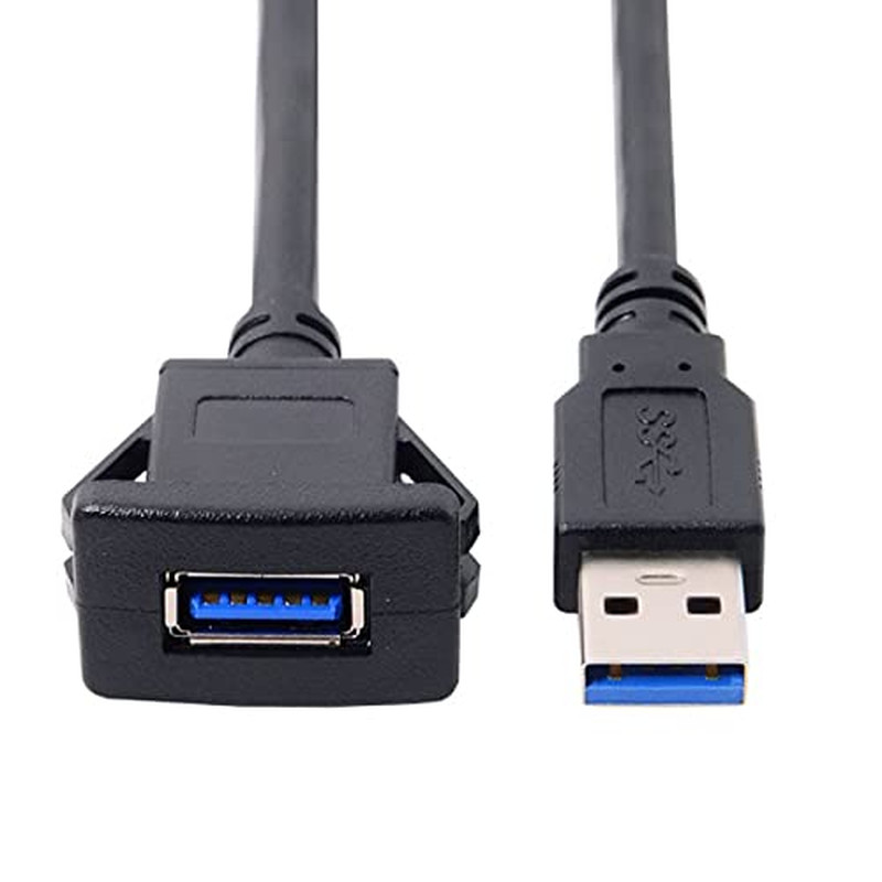 1M Waterproof Single USB 3.0 Extension Latch Mount Car AUX Cable for Dashboard P