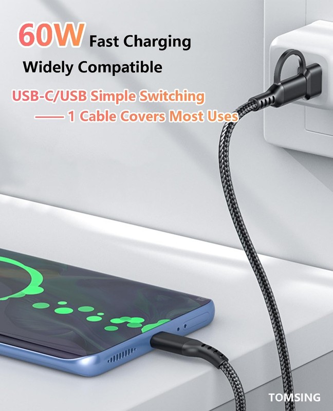 2-in-1 USB to USB 60W Fast Charging Cable USB to USB ，3Pack 9.8FT ， Braided C... gallery