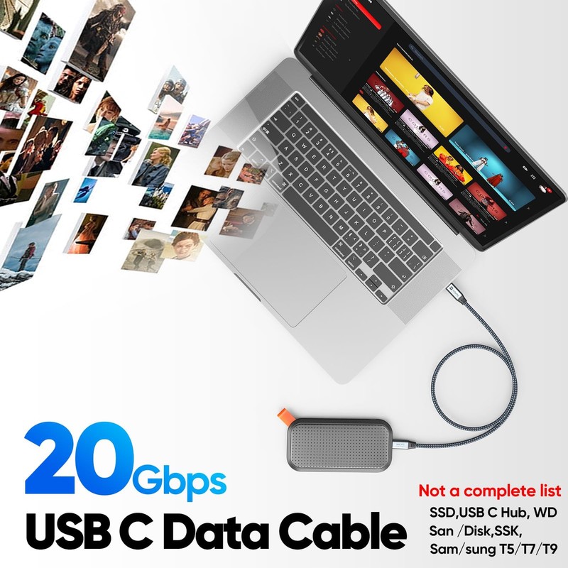 USB C Monitor Video Cable 3Ft 4K 144Hz 20Gbps 240W Display USBC 3.2 Gen 2 gallery