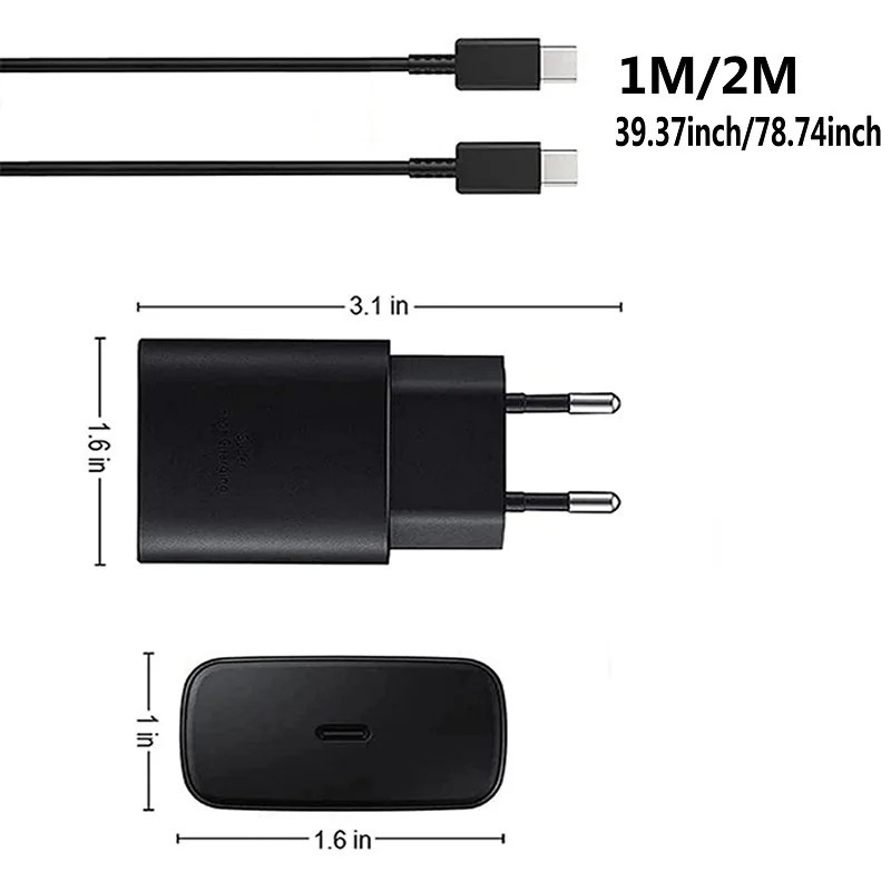 25W USB C Fast Wall Charger Type C to C Cable for iPhone 16 15 Pro Max Plus gallery