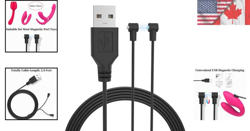 Universal Magnetic USB Charging Cord - 2.8ft for Massagers & Electronics gallery