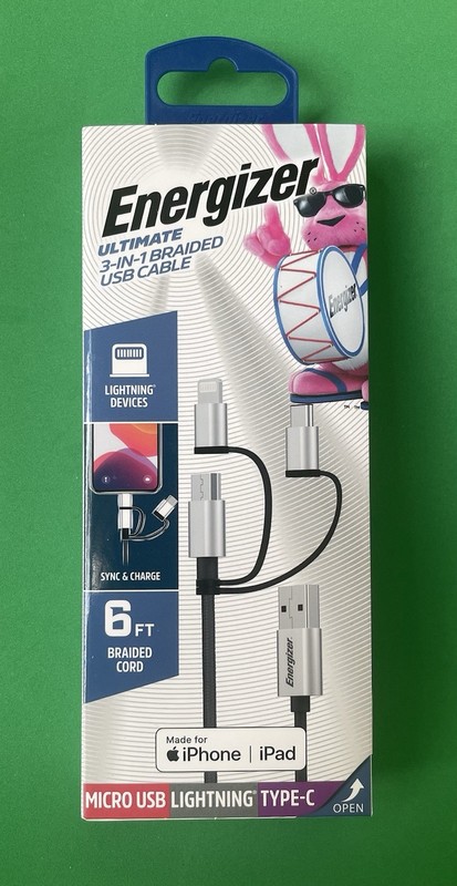 Energizer 3 in 1 Braided 6 Ft • Type C • Micro USB • ⚡️• Phone Charger Cord gallery