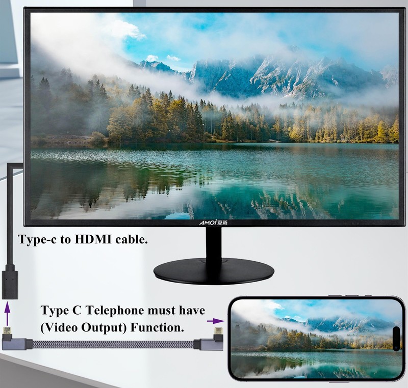 Flat Short Right Angled USB C to USB C Cable, 90 Degree 10Gbps 4K60Hz PD 60W ... gallery