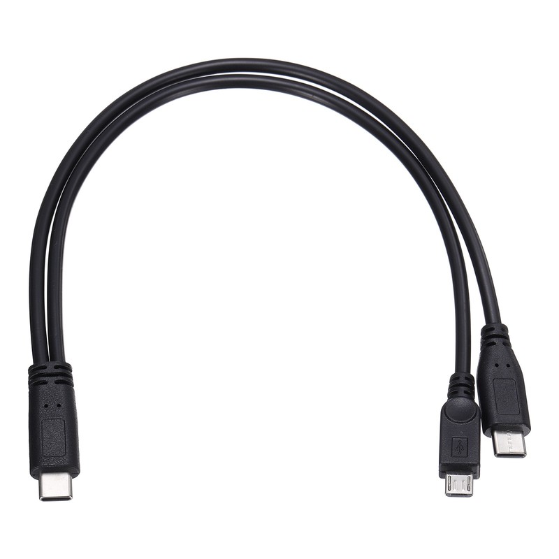 Type C Male to Type C and Micro 5P Male 2 in 1 Splitter 11.8″