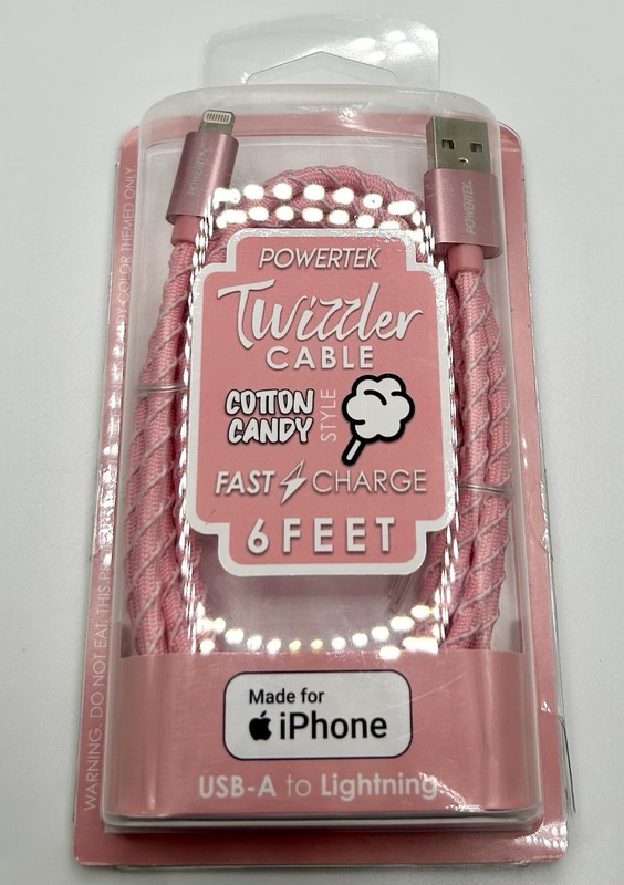 Liquipel Powertek Twizzler USB-C to USB-C – Pink Glitter 6ft.